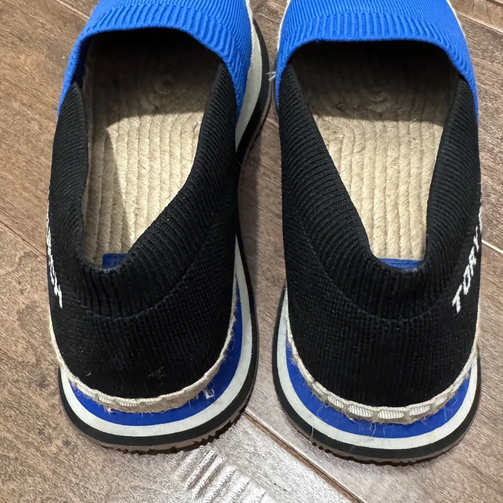 Tory Burch Espadrille Platform Sneakers. Size 8 M. Blue/Black/White